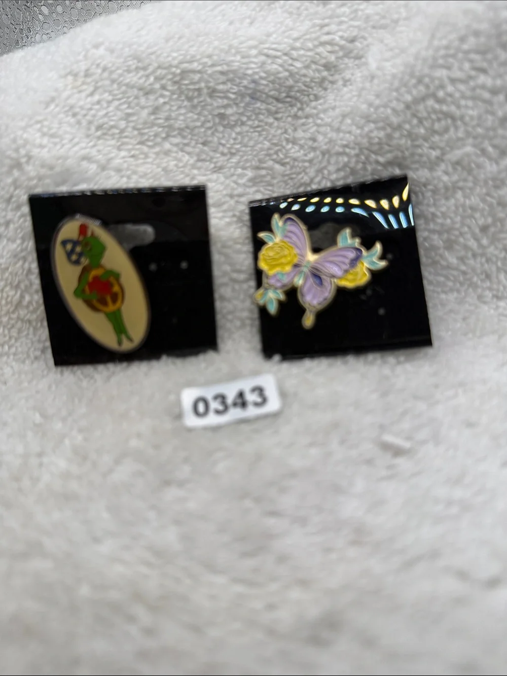 Pastel Butterfly and Yellow turtle Enamel Brooches