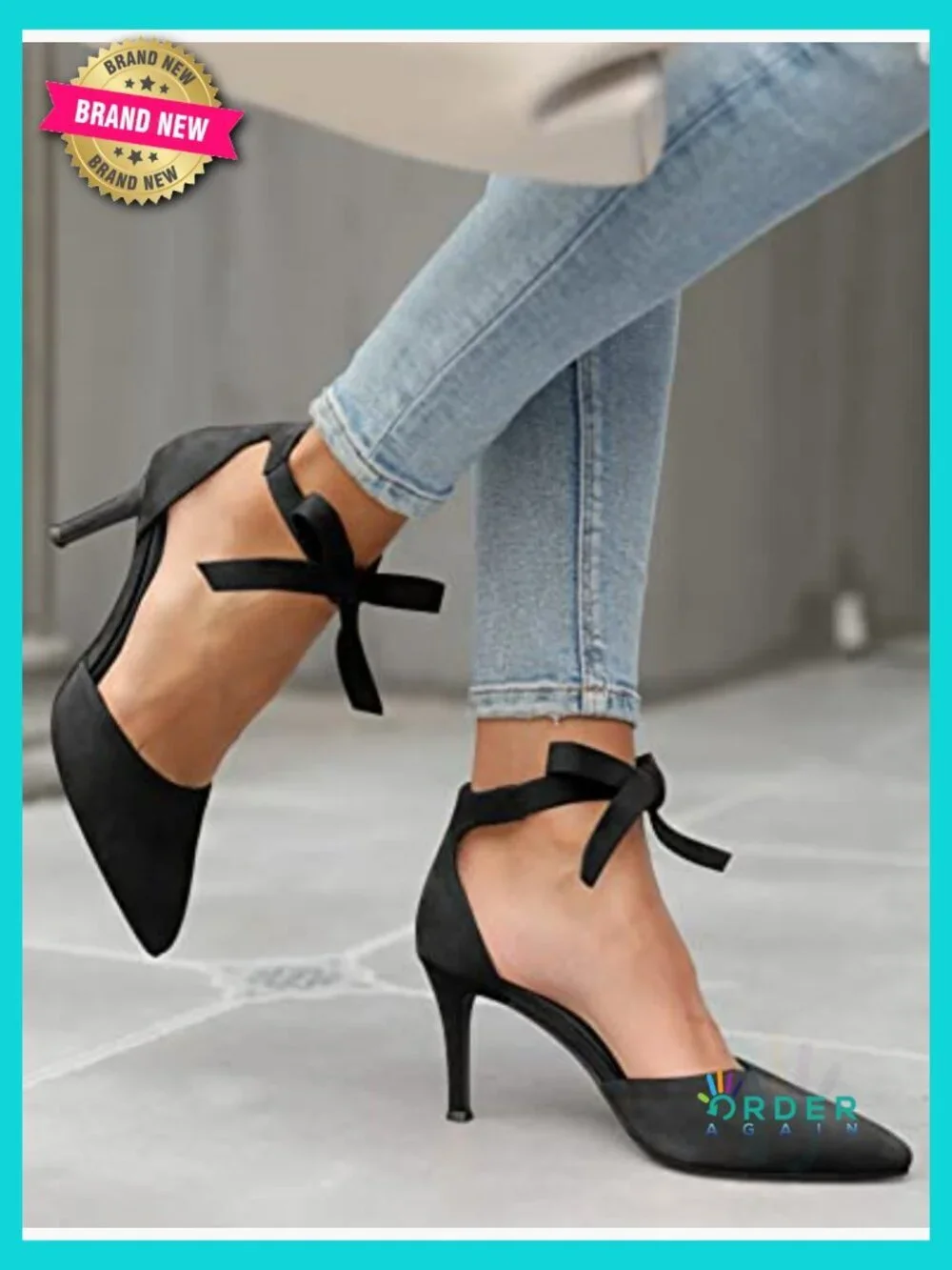 Pointed Toe Stiletto Heel Pumps Lace Up Ankle Tie Classic Dress Office Party