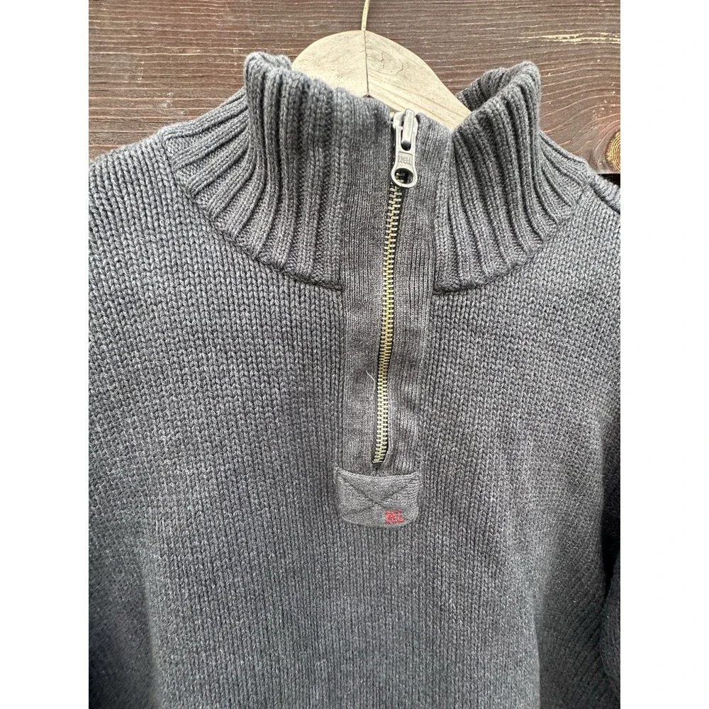 *Vintage Polo‎ Jeans Ralph Lauren Men's Thick Knit Half Zip Gray Sweater XL