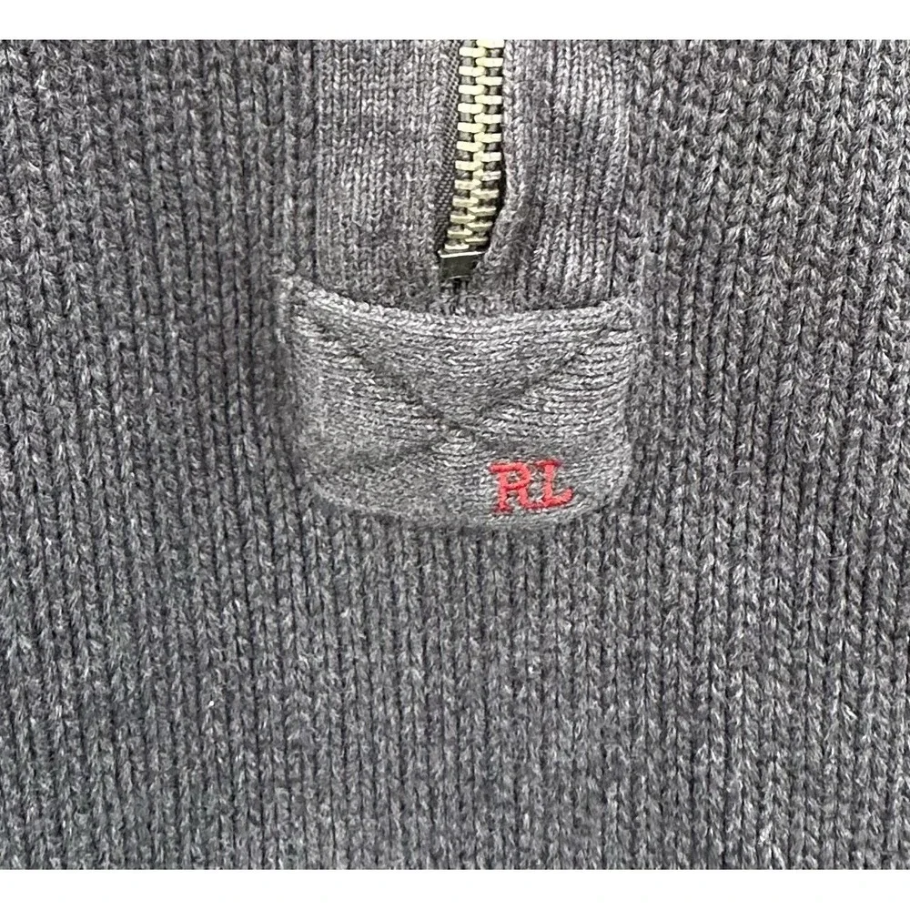 *Vintage Polo‎ Jeans Ralph Lauren Men's Thick Knit Half Zip Gray Sweater XL