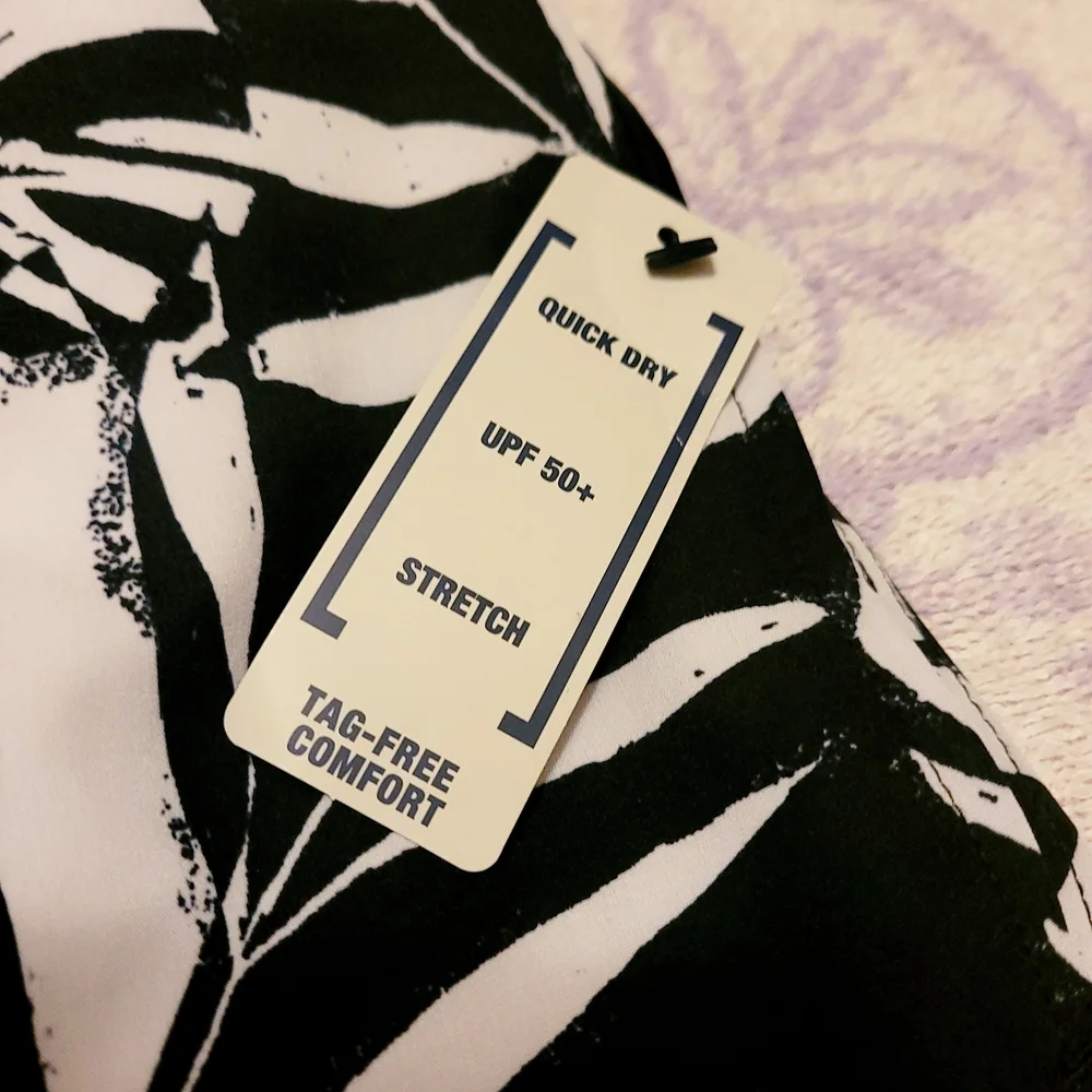 NWT George Mens Swim Trunks Swimsuit Black and White Tropical Size XL 9