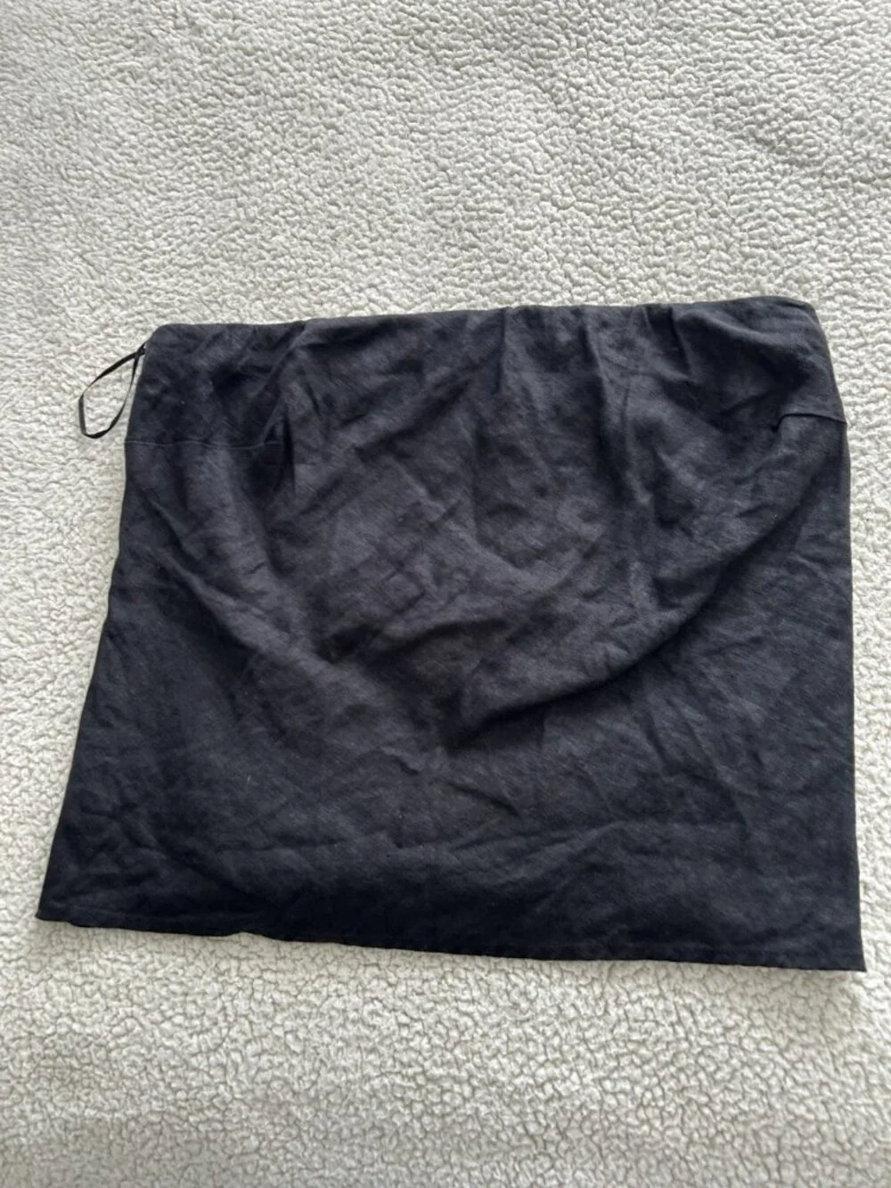 Quince Womens European Linen Strapless Top Smocked Back Pull On Black Size L