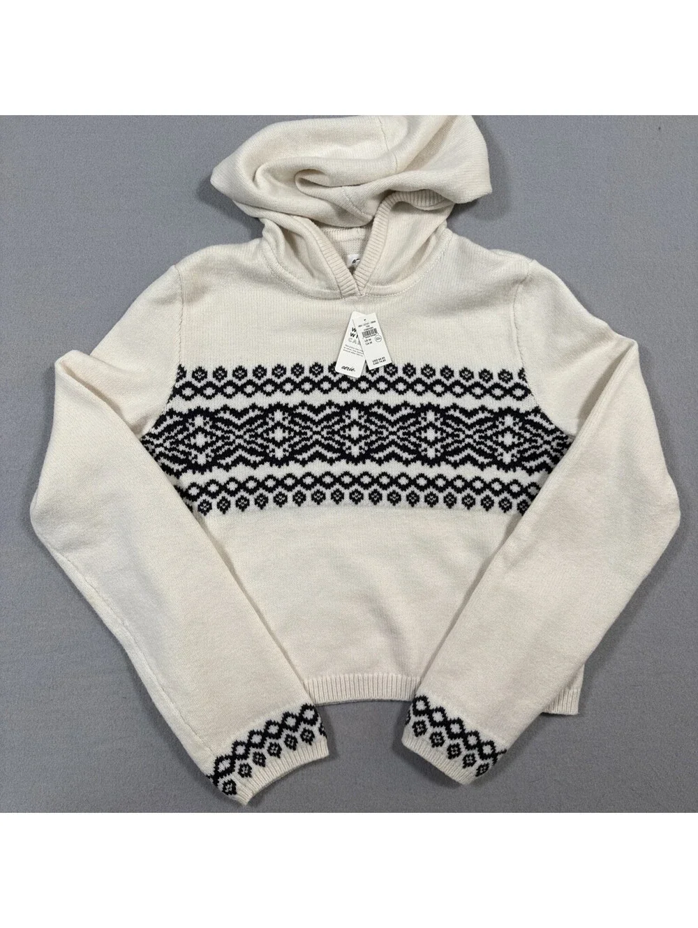 Aerie Hooded Sweatshirt White/Black Women's M - New With Tags