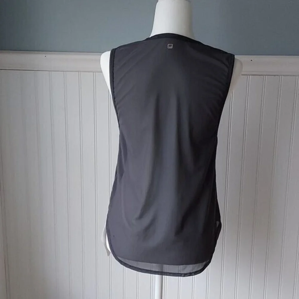 Fabletics Trisha Tank Dark Gray Mesh Back Muscle Workout Top NEW Activewear S