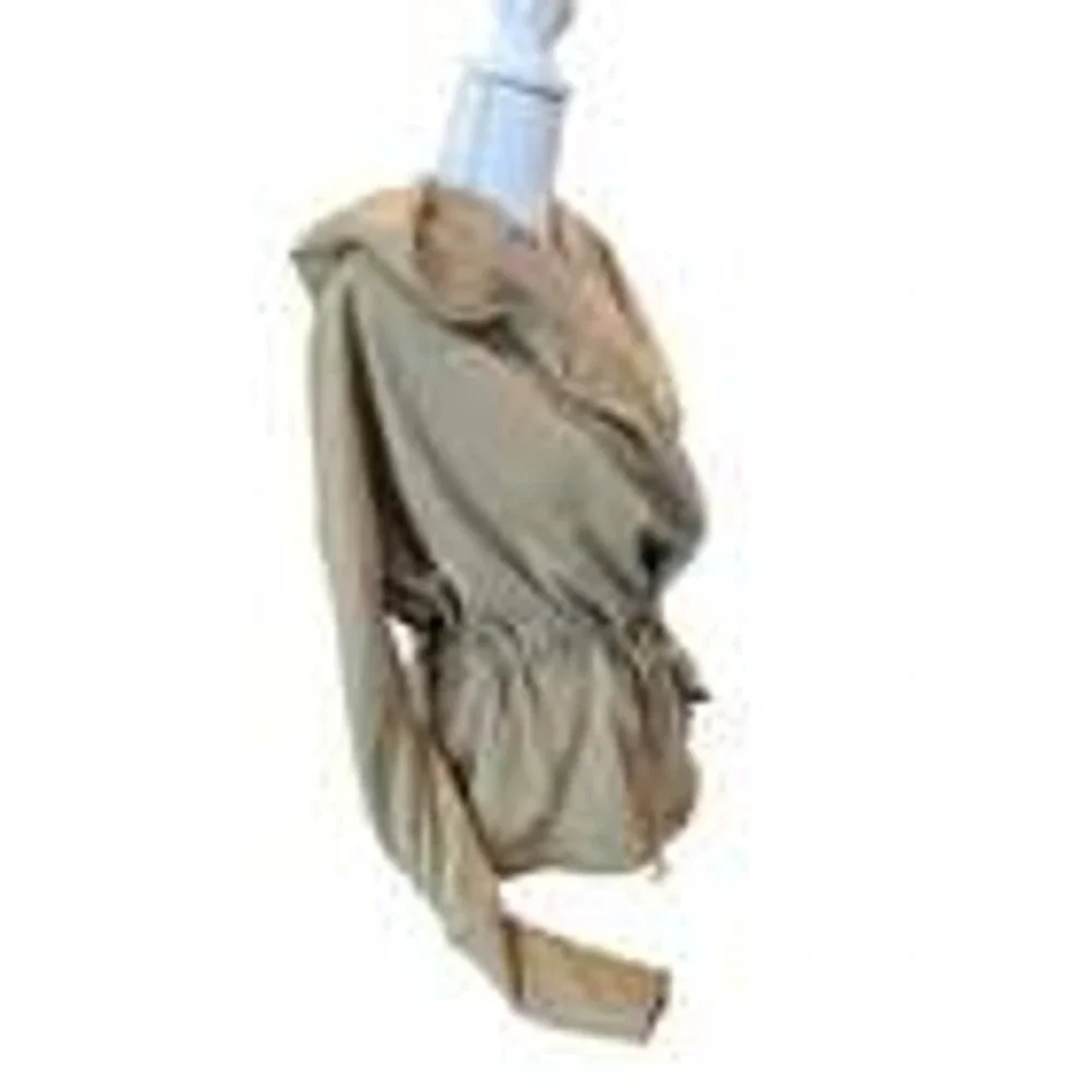 NWT Young Fabulous & Broke Cardigan Hooded Wrap Tan Khaki Sz S Drawstring Waist