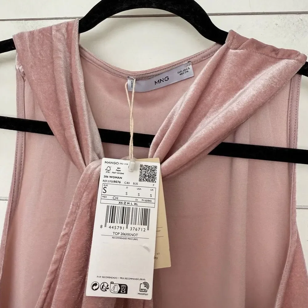 Mango Women’s Small Pink Velvet Tank Top New