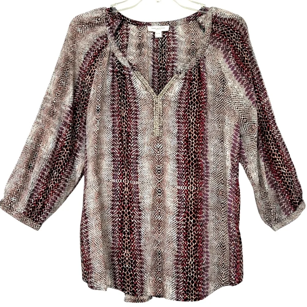 Beachlunchlounge Animal Print Blouse Silky Lightweight 100% Viscose Size Medium