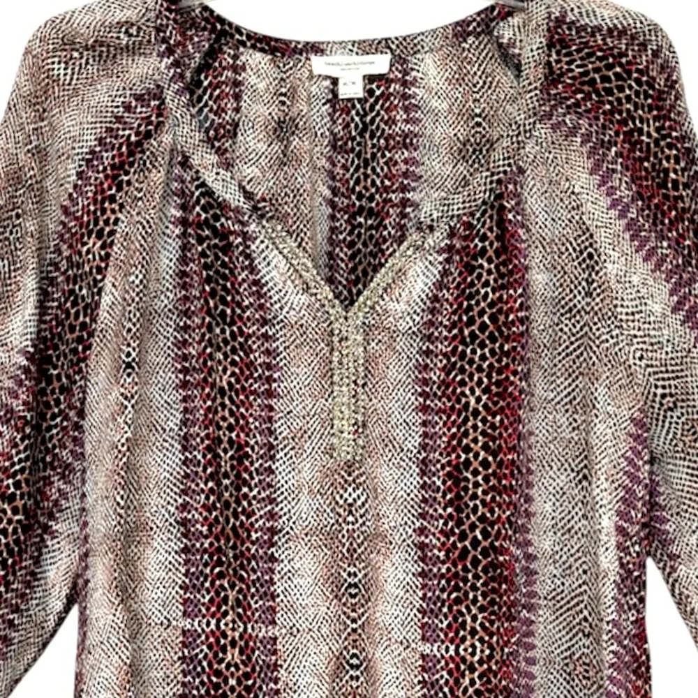 Beachlunchlounge Animal Print Blouse Silky Lightweight 100% Viscose Size Medium