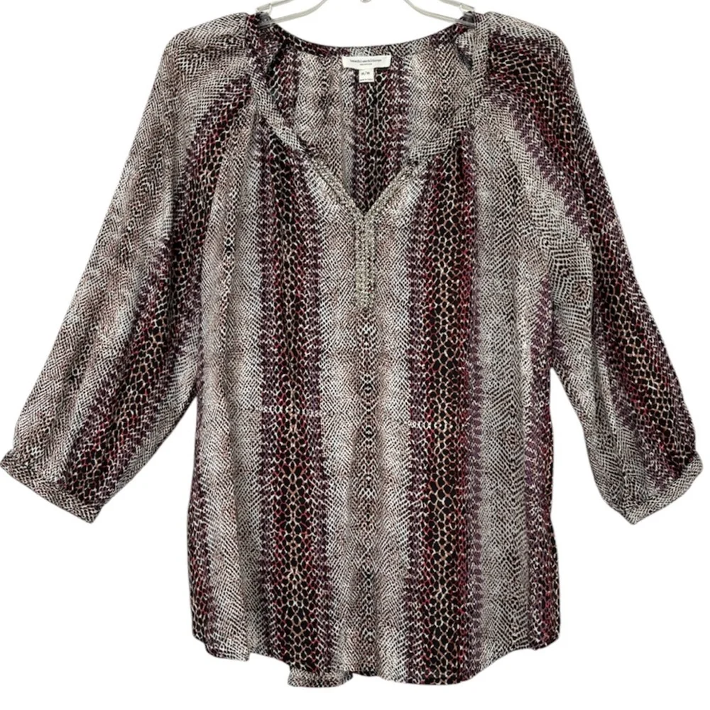 Beachlunchlounge Animal Print Blouse Silky Lightweight 100% Viscose Size Medium