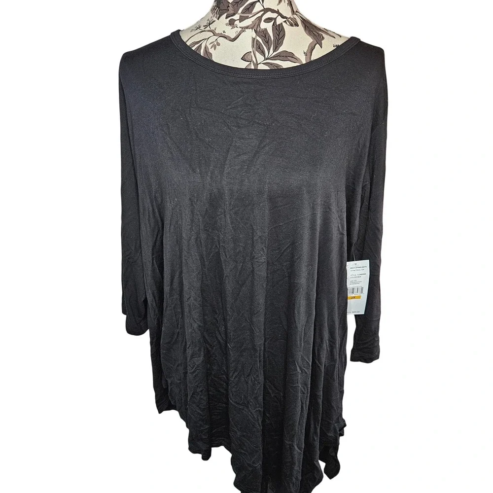Karen Kane Asymmetrical Top Womens 3X Boho Chic‎ Hem Black 1L94696W NEW