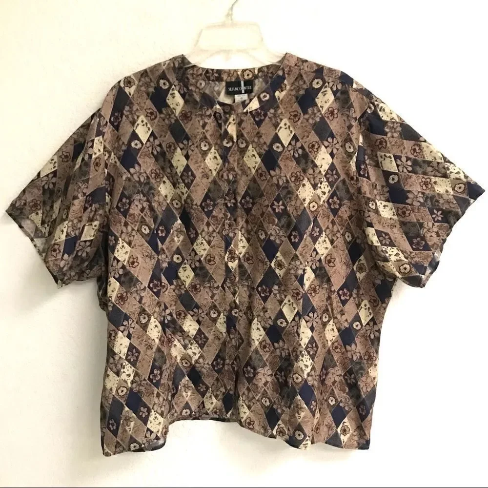 Vintage Y2K 100% silk button up blouse 22‎
