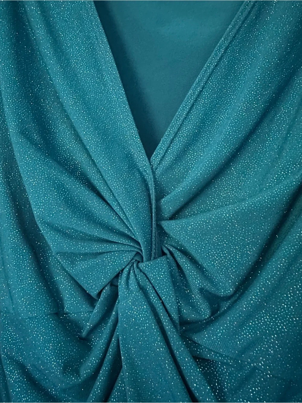 Roz & Ali Teal Shimmer Knot-Front Sleeveless Camisole