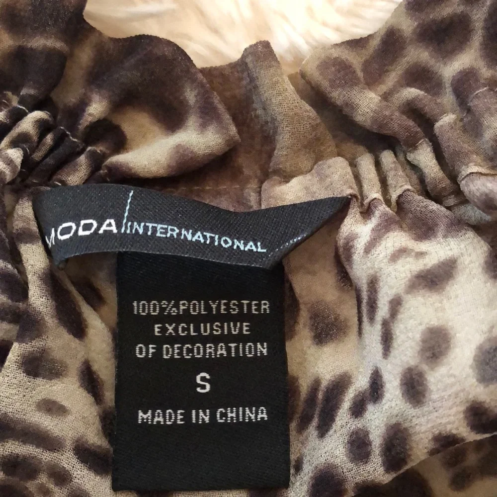 Moda International Victoria’s Secret Animal Print Jewel Blouse Brown Black Small