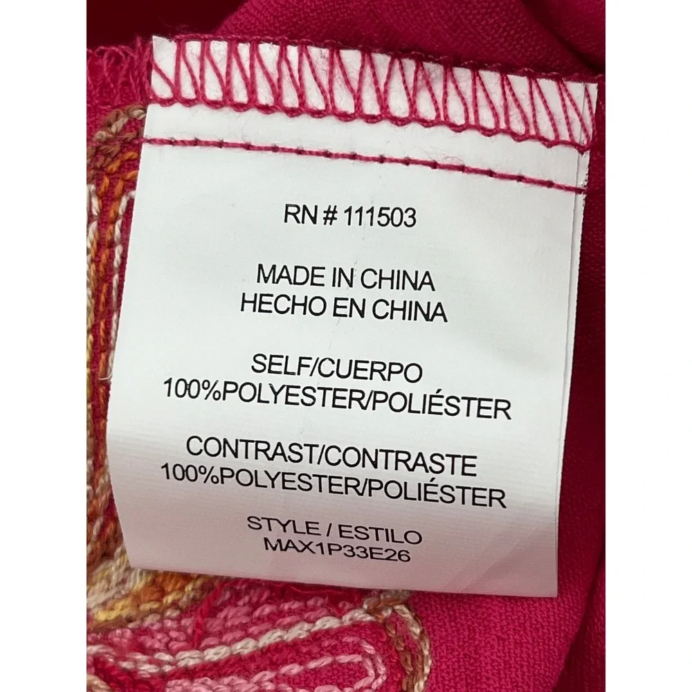 Anthropologie Fig and‎ Flower Magenta Pink Floral Butterfly Embroidered Shirt S