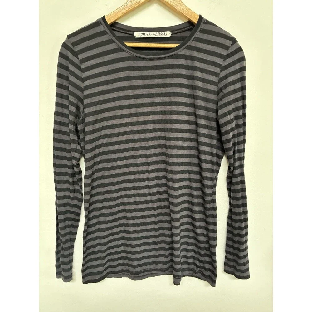 Michael Stars Long Sleeve Shirt Women’s Medium Black Striped The Original Tee