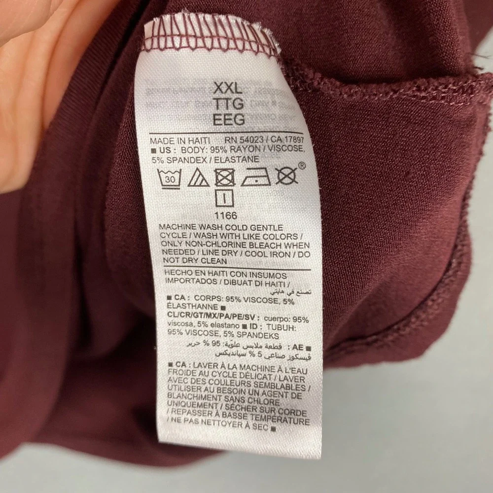 Old Navy Luxe V-Neck Short Sleeve Tee Women XXL Burgundy