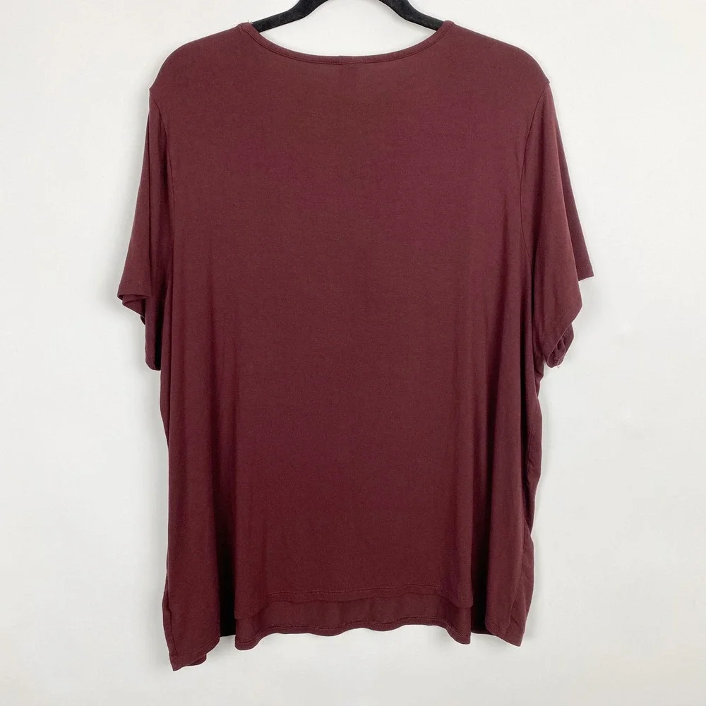 Old Navy Luxe V-Neck Short Sleeve Tee Women XXL Burgundy