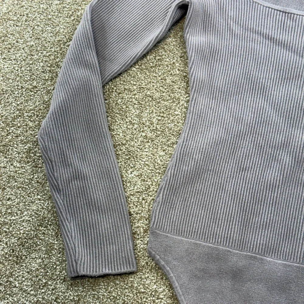 Abercrombie & Fitch Womens Ribbed Square Long Sleeve Bodysuit Mauve Small Y2K