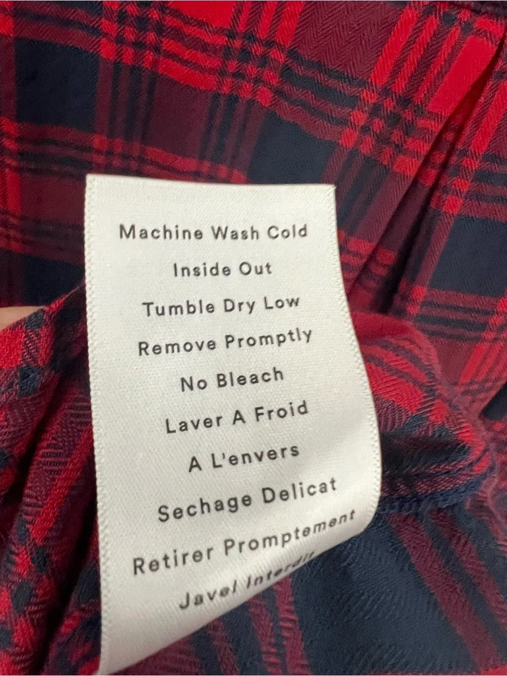 Grayson the Hero red & navy blue plaid button-up shirt