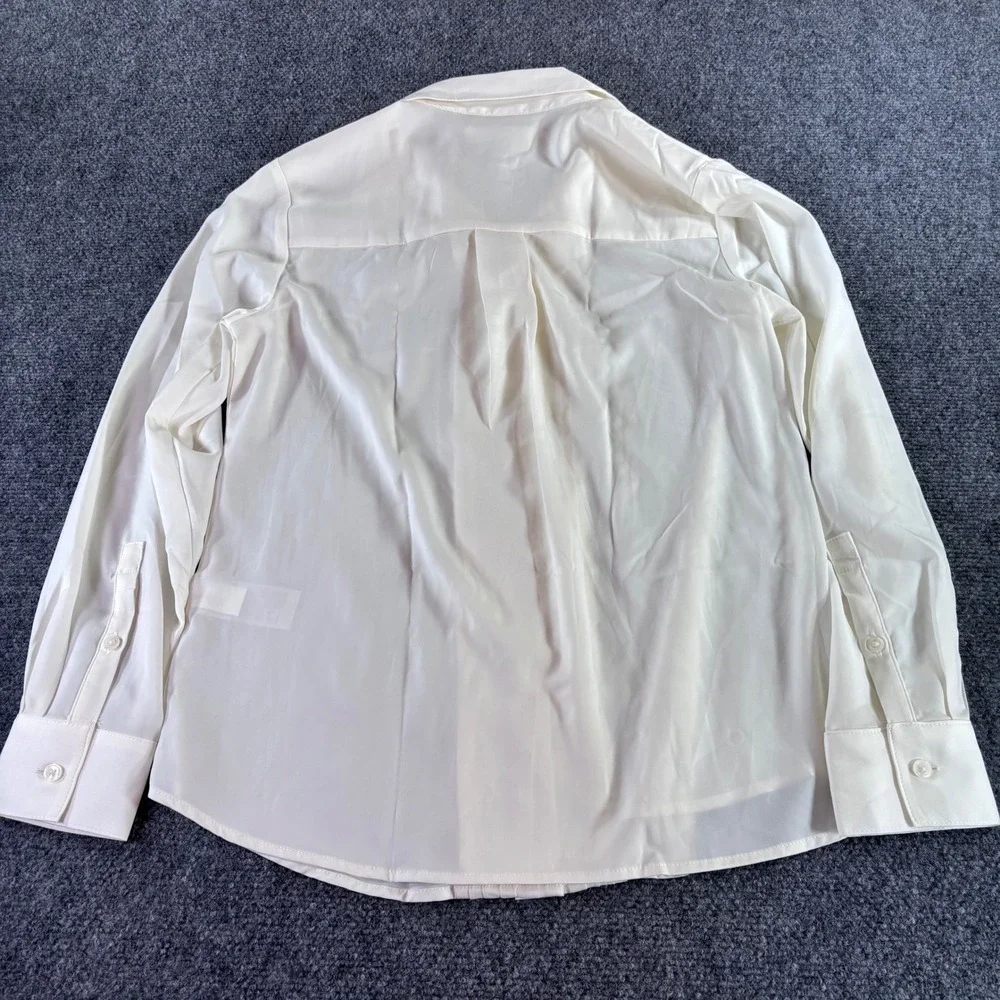 Banana Republic Tuxedo Shirt‎ Women S Ivory Pleated Front Long Sleeve NWT Blouse