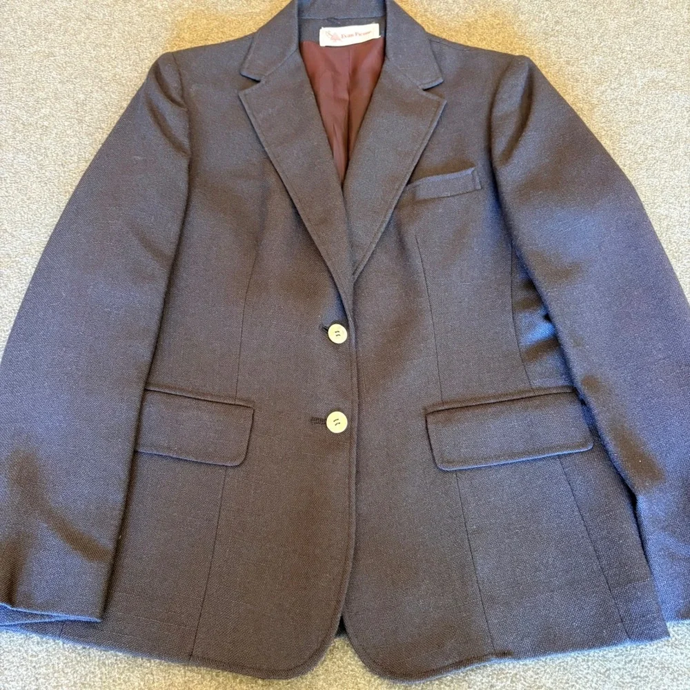 Vintage Evan-Picone Navy Blue Skirt Suit Blazer and A-Line Skirt Set