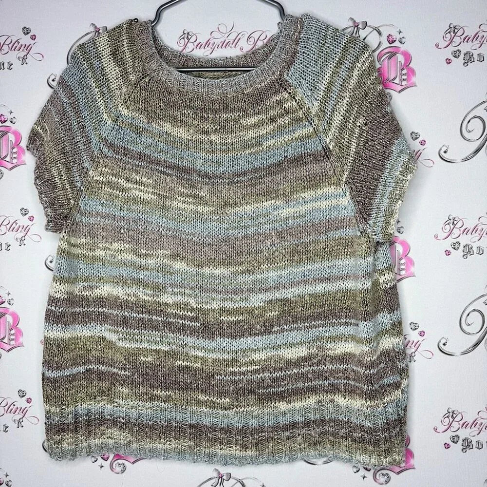 Knit sparkly shimmer top knitted crochet thick sweater tshirt style loose comfy