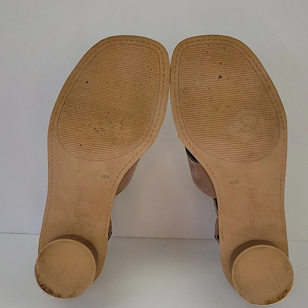 Lucky Brand Pemal Leather Sandals Taupe Size 8.5