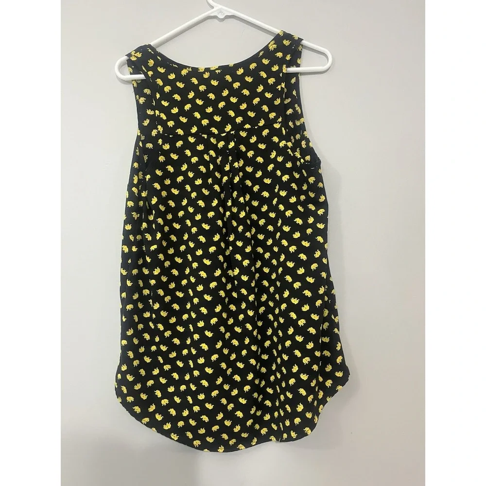 Pleione Elephant Print Tank-Navy Blue/Yellow-Size Medium