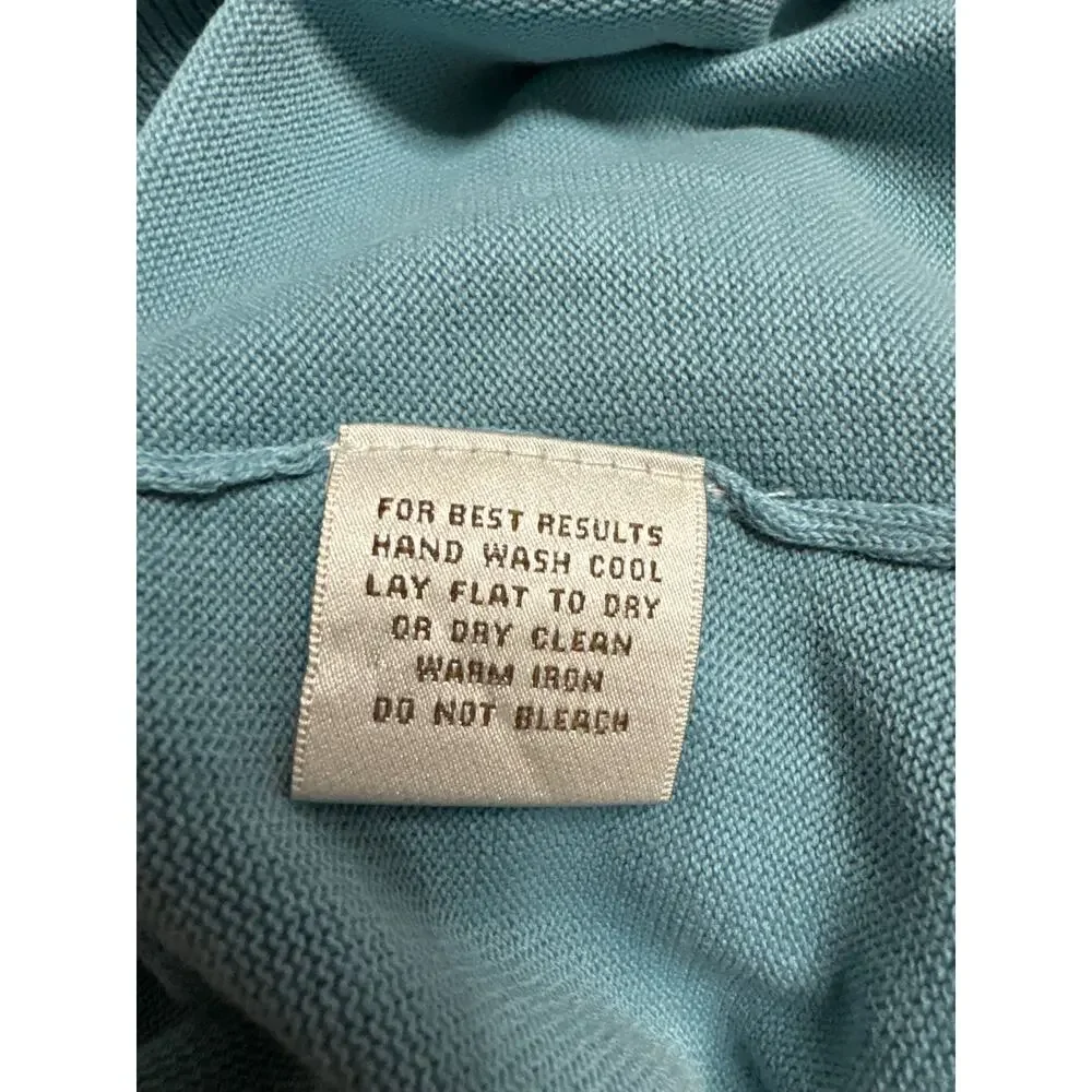 Peter Miller Large 100% Cotton Light Blue V-neck Long Sleeve Sweater Ribbed Hem