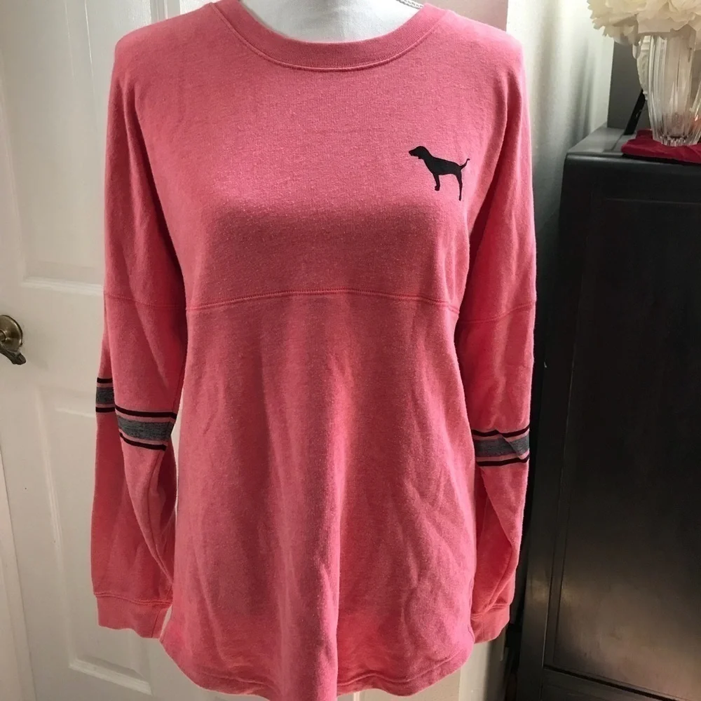 PINK Oversized Peachy Pink Stadium Sweatshirt Sm