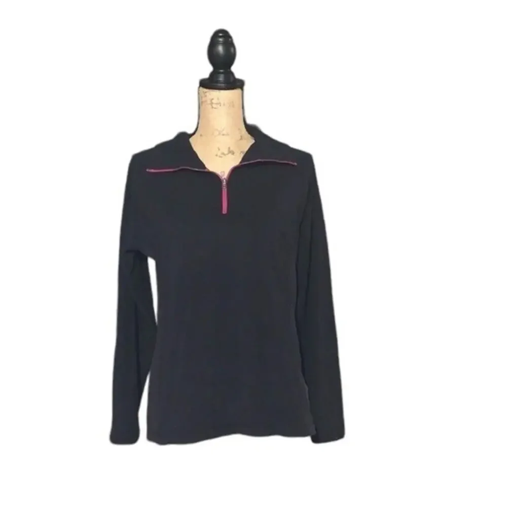 Columbia Fleece Quarter Zip Pullover Quilted‎ Black Size Large