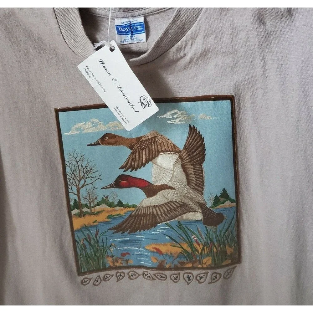 VTG 80s Royal 1st Class hand painted Mallet duck T Shirt Single Stitch USA sz M