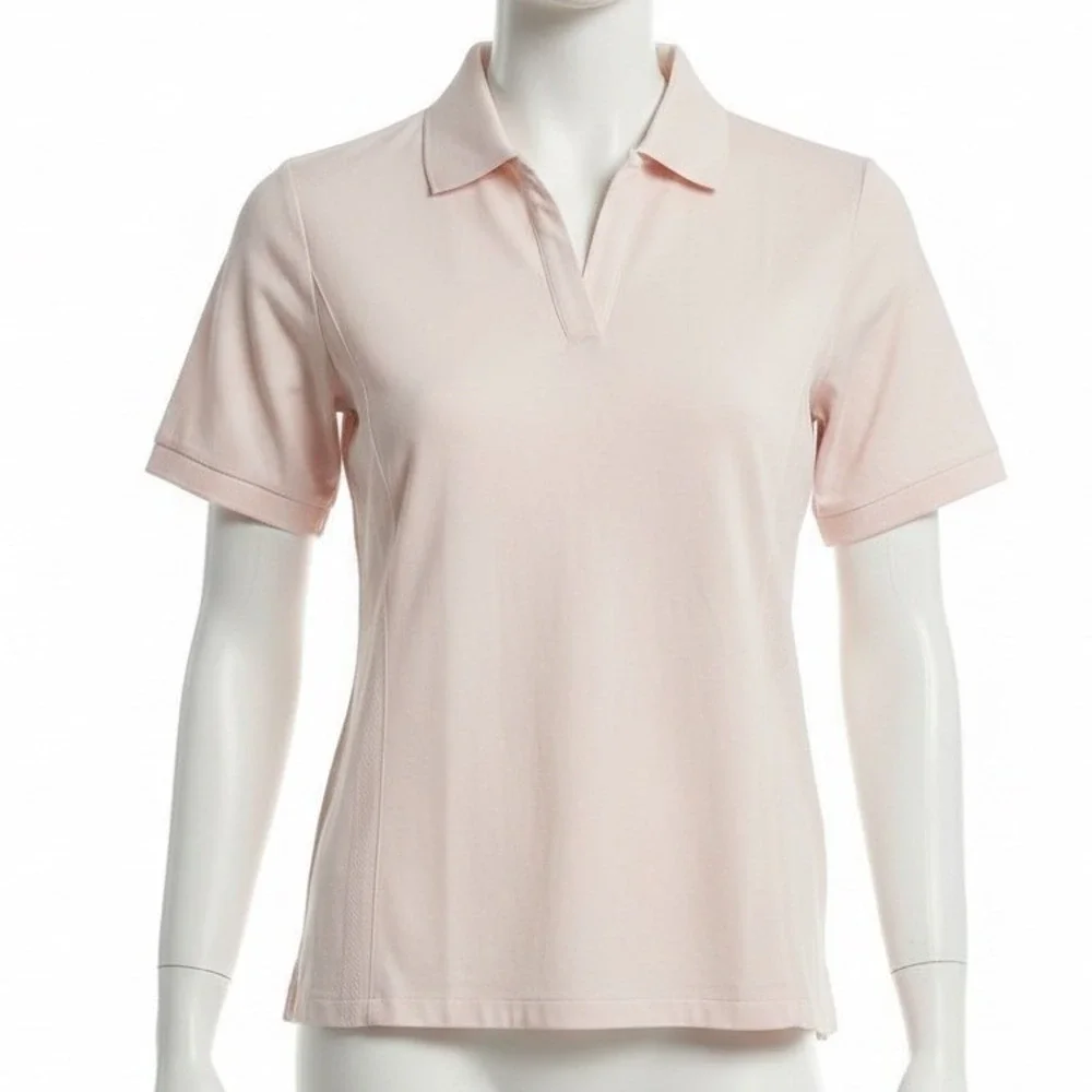 CALIA Seamless Johnny Collar Polo Faded Pink Short Sleeve‎ Golf Shirt Top XL