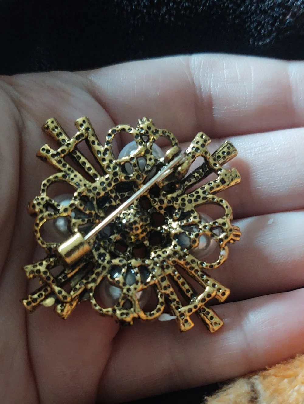 Faux Pearl & Crystal Baroque Inspired Brooch