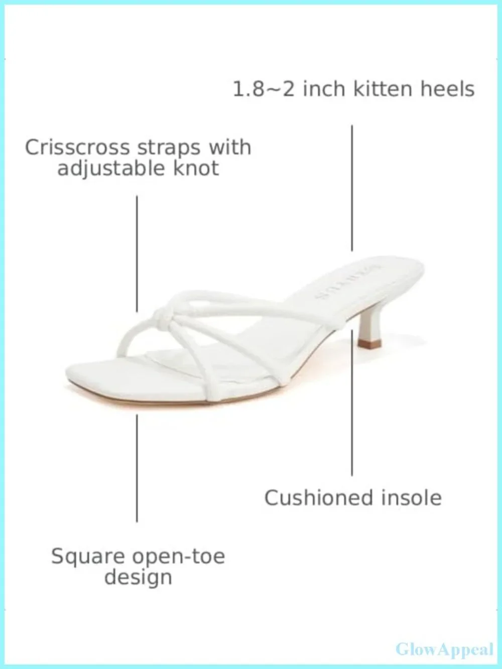 Kitten Heel Mule Sandals Square Toe Slip On Strappy Faux Leather
