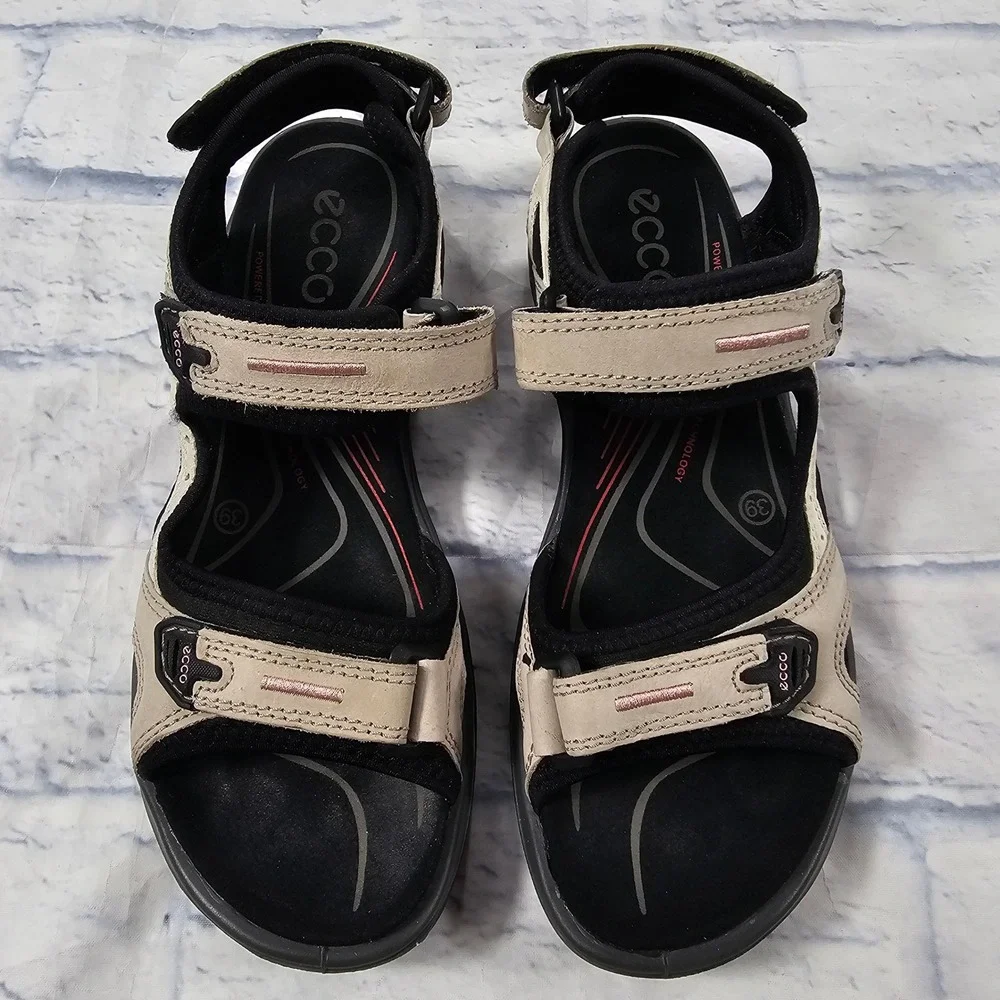 ECCO Offroad Yucatan Sport Sandals Womens 39 8 Beige Black Receptor Hiking Trail