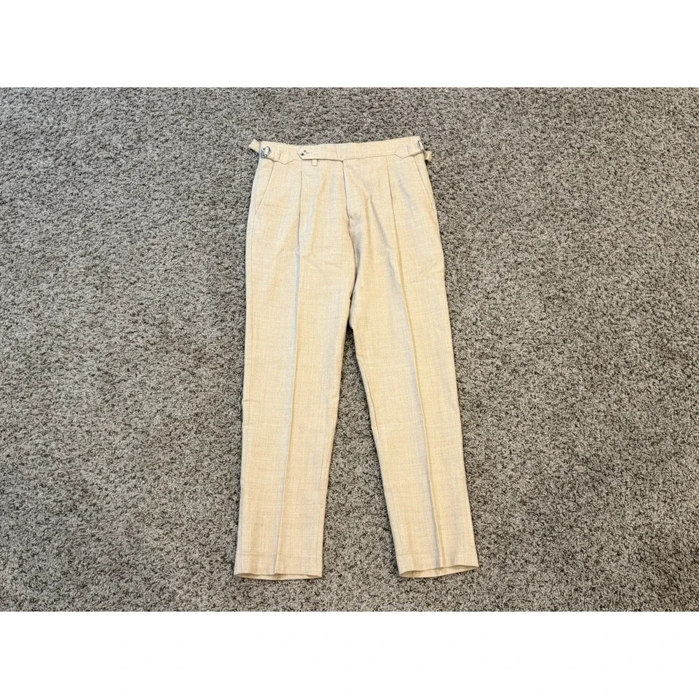 Suitsupply Zigo CZ Mens Pure Wool 4-Ply Pleated Trousers Side Adjusters 28x28