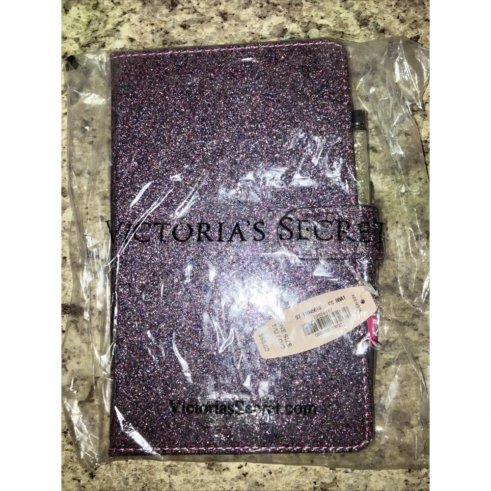 Victoria's Secret Limited Edition Purple Glitter‎ Notebook Journal Crystal Pen