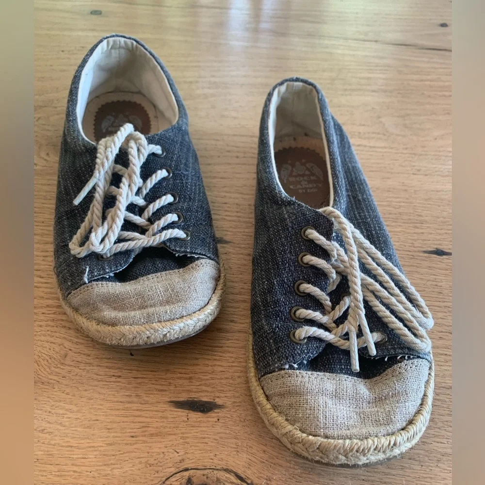Zigi Rock & Candy Canvas Sneaker Flat Lace‎ Up Jute Trim Women’s Size 8 Preloved