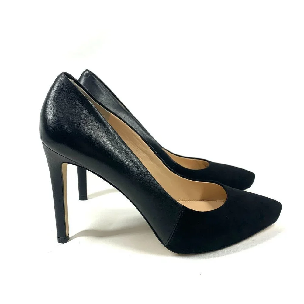 Banana Republic Two Tone Stiletto Heels Black Leather & Suede Pointy Toe Size 10