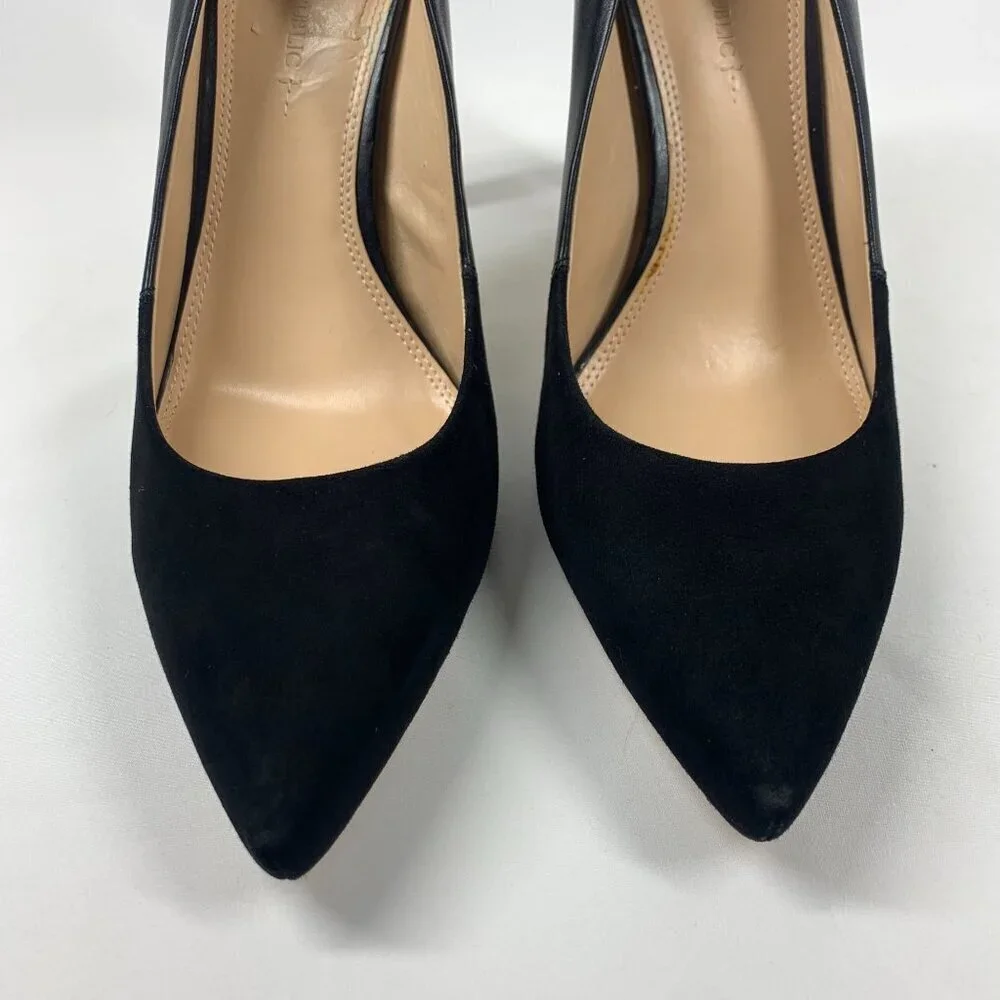 Banana Republic Two Tone Stiletto Heels Black Leather & Suede Pointy Toe Size 10
