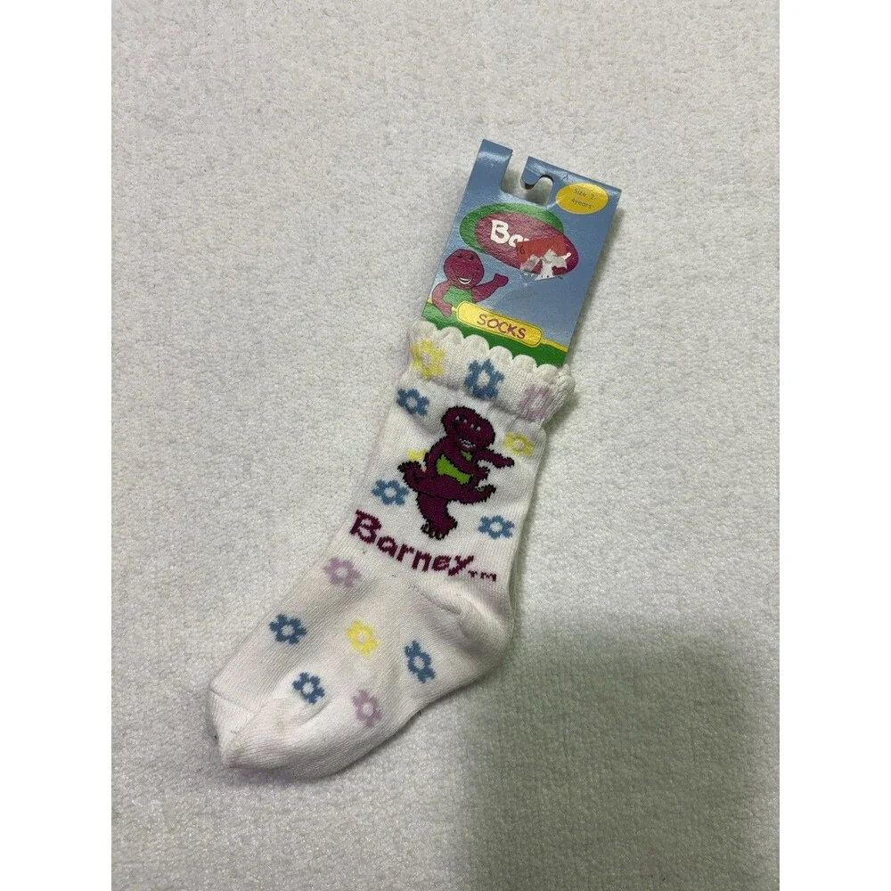 Vintage Deadstock BARNEY 1997 Socks Size 2-4 Years