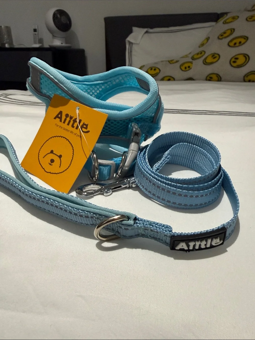 Annie Light Blue Padded Mesh Dog Harness with Matching Leash brand new