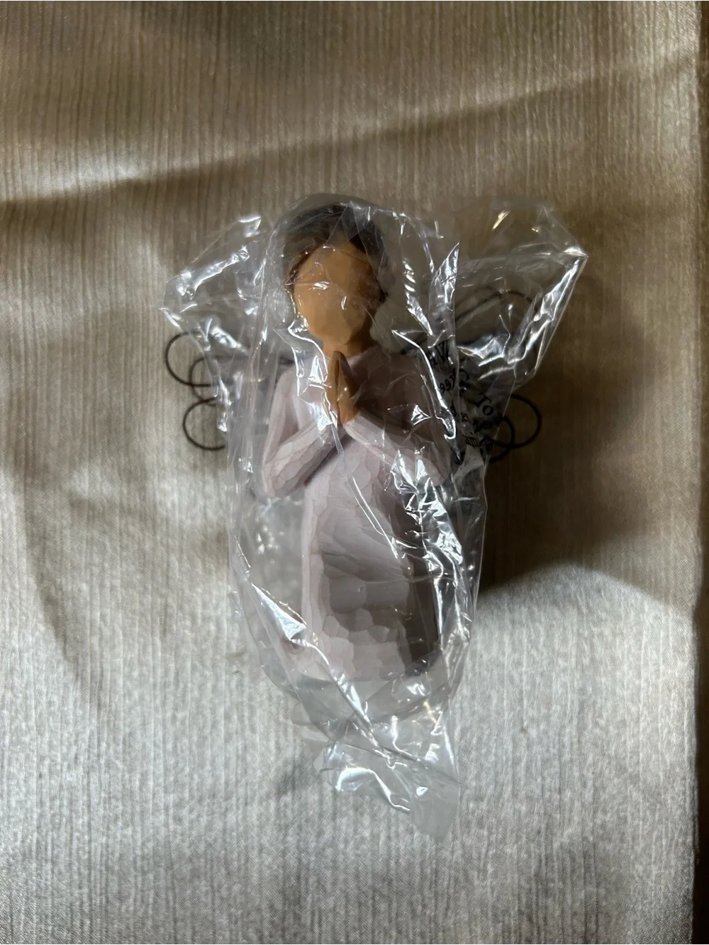 Wooden Angel Figurine Set - Natural and White