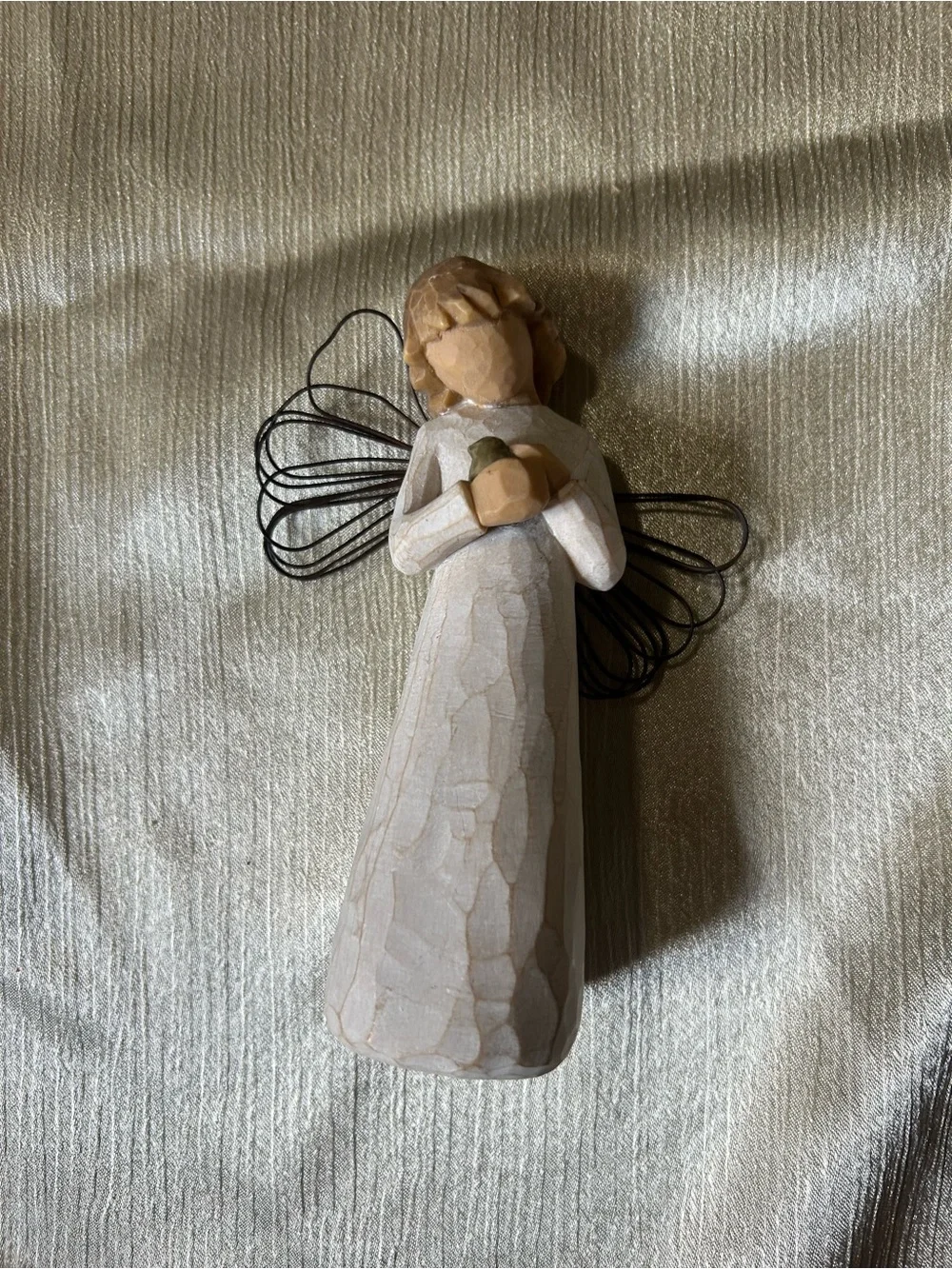 Wooden Angel Figurine Set - Natural and White