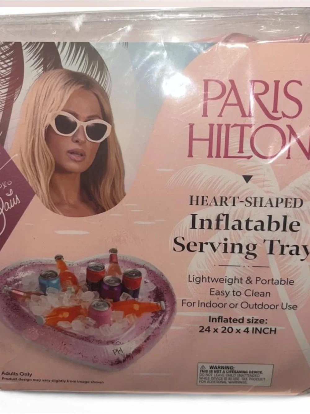 Paris Hilton Pink Heart Inflatable Party Serving Tray