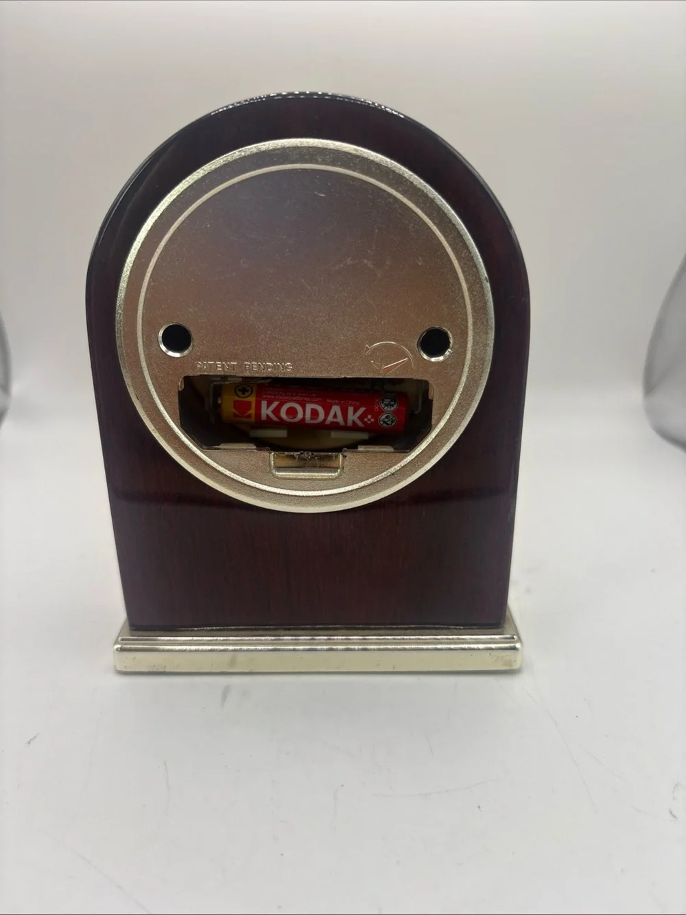 Howard Miller Desk Alarm Clock 613-487 Brown Wood Brass Roman Numeral Quartz