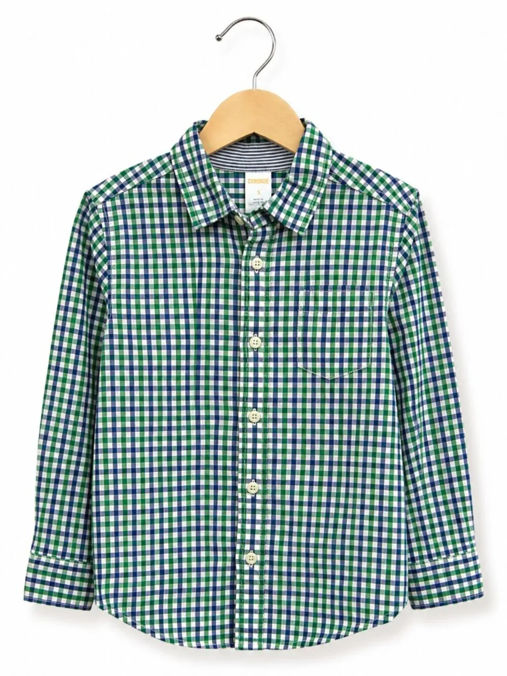 Gymboree Spring Prep Green Blue Check White Gingham Long‎ Sleeve Woven Shirt 5 6
