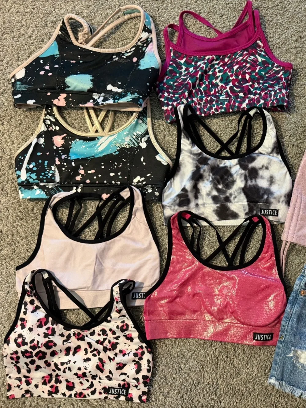 8 sports bras/1 jean shorts (bundle set)