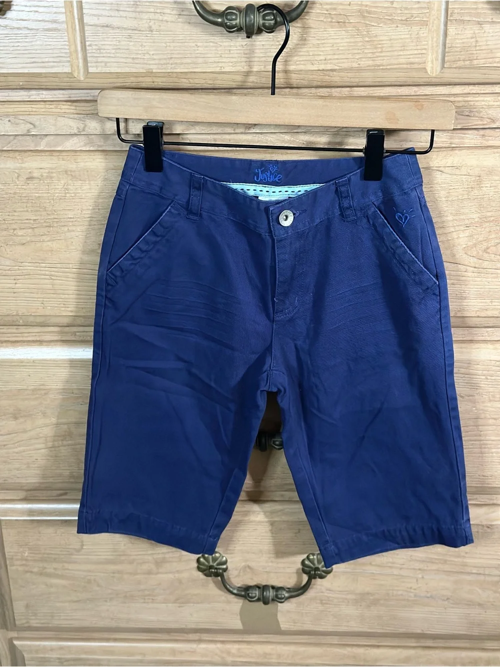 Justice | Long Blue Jean Chino Shorts | Size 12 Slim #Jorts